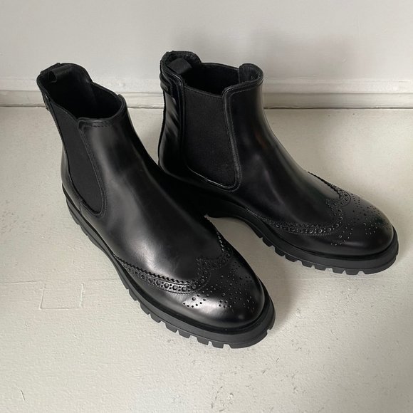 New PRADA Brogue Chelsea Boots Size 38 - Picture 3 of 6